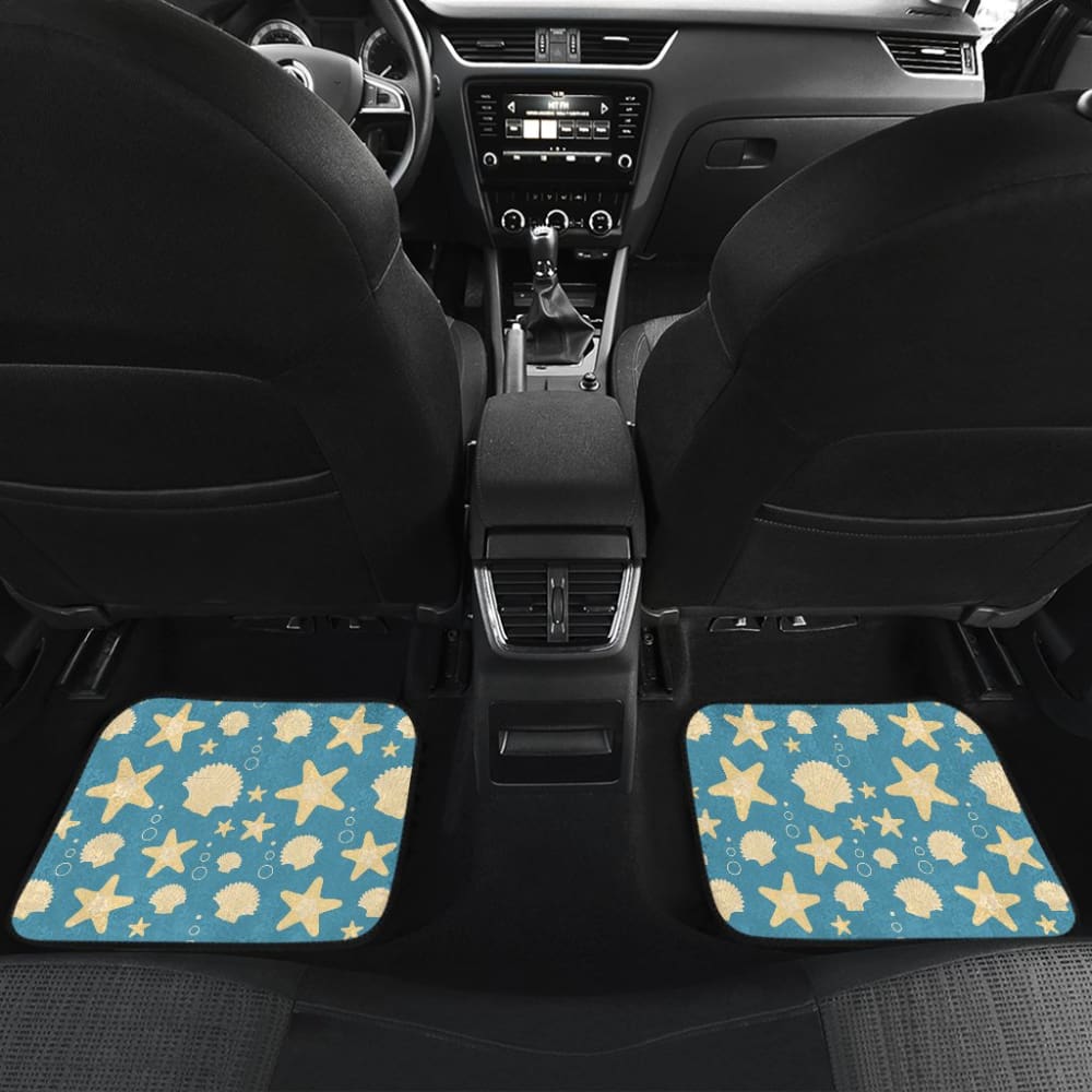 Blue With Sea Shell Pattern Car Floor Mats 212203 - YourCarButBetter