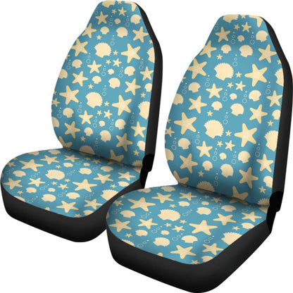 Blue With Sea Shell Pattern Car Seat Covers 212203 - YourCarButBetter