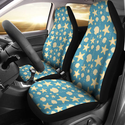 Blue With Sea Shell Pattern Car Seat Covers 212203 - YourCarButBetter