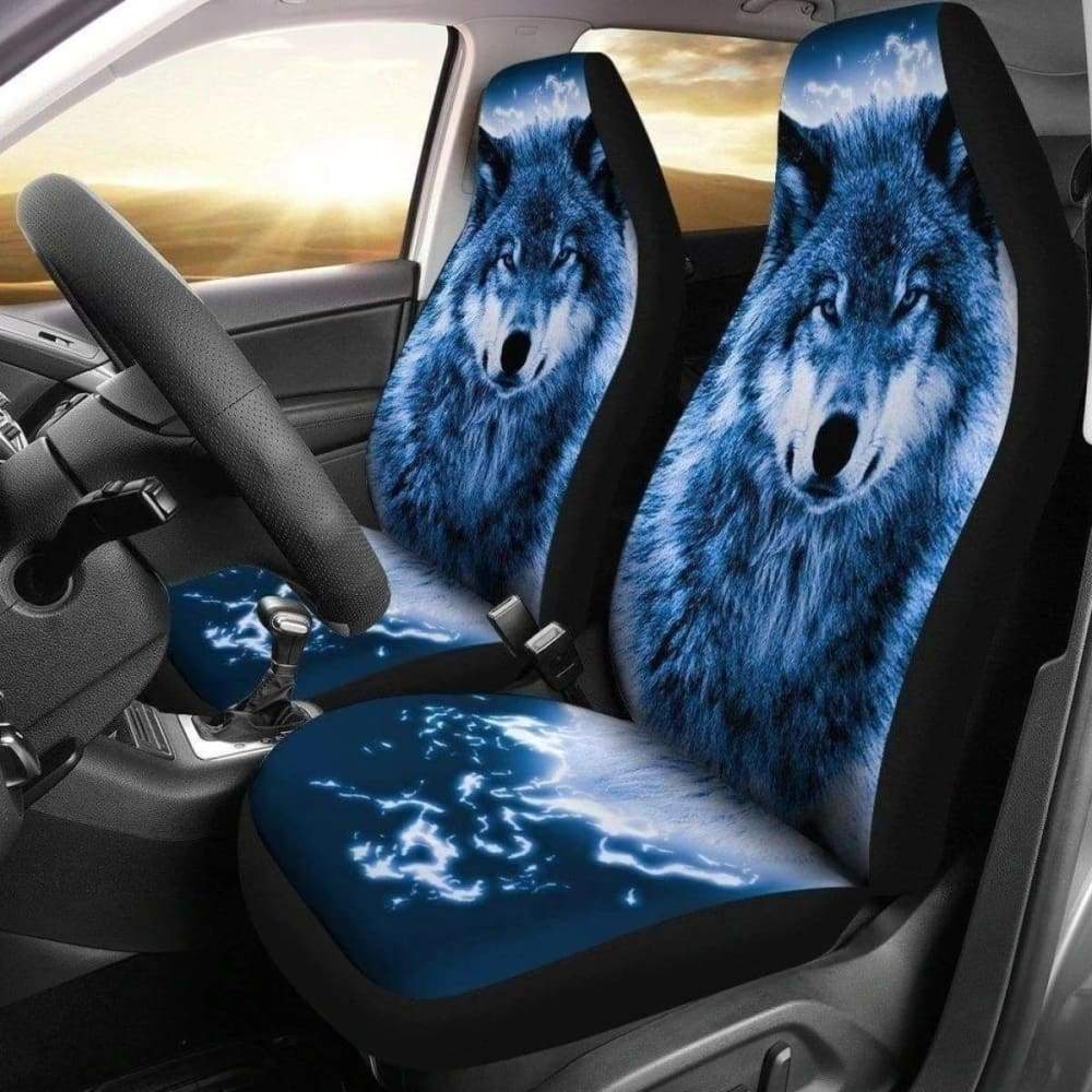 Blue Wolf Car Seat Covers Set Of 2 For Wolf Lover 111627