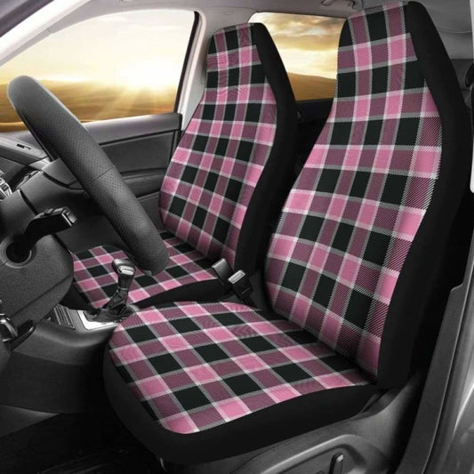 Blush Rose Pink Plaid Check Car Seat Covers 105905 - YourCarButBetter