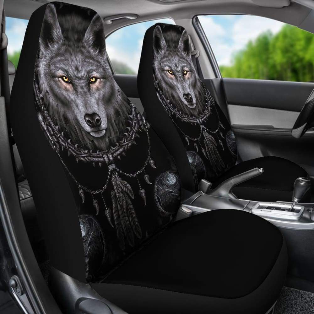 Bohemian Wolf Print Car Seat Covers 212002