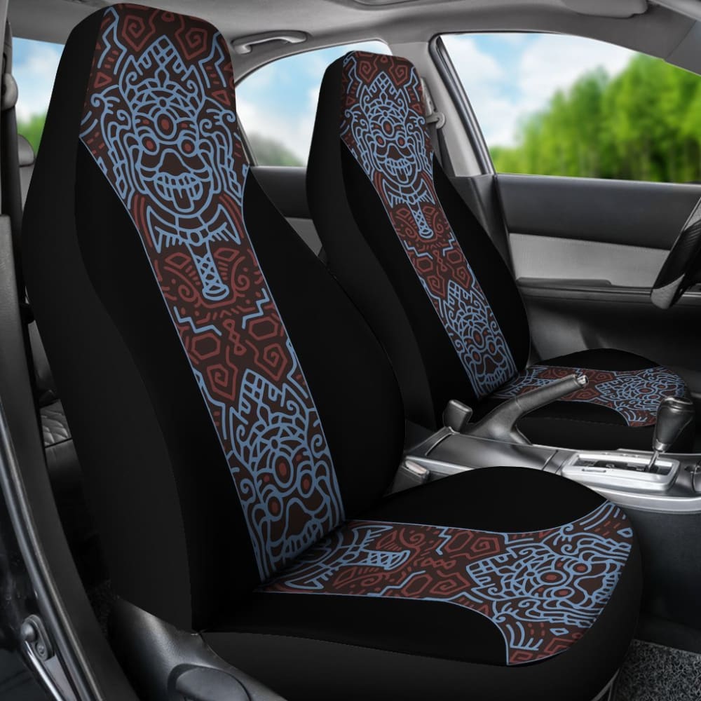 Boho Aztec Elephant Black Blue Car Seat Covers 101819 - YourCarButBetter