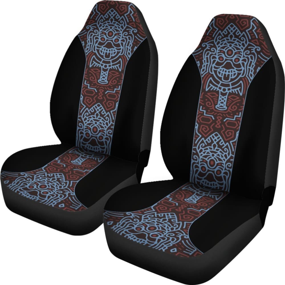 Boho Aztec Elephant Black Blue Car Seat Covers 101819 - YourCarButBetter
