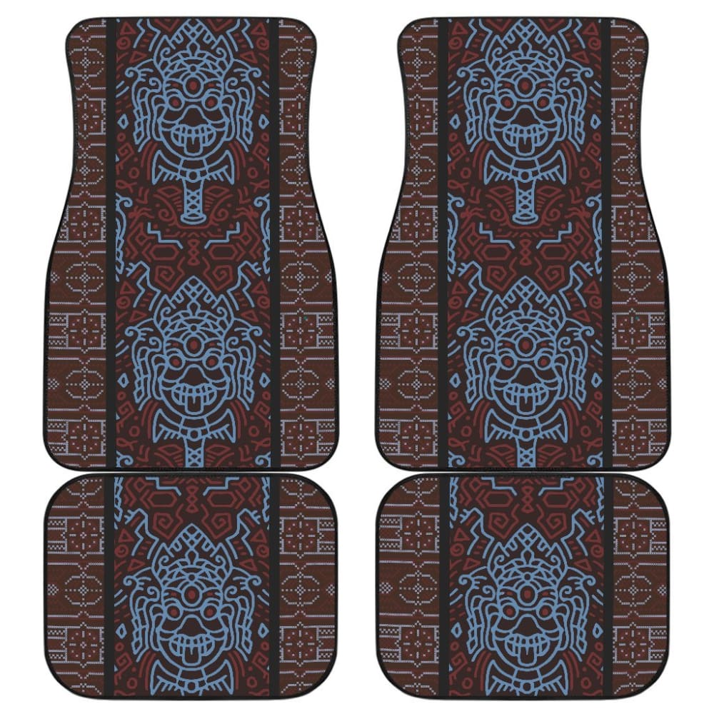 Boho Aztec Elephant Brown Blue Car Mat Set 174510 - YourCarButBetter