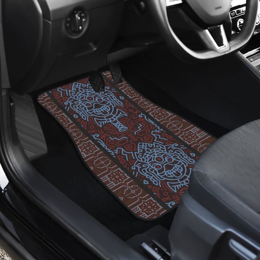 Boho Aztec Elephant Brown Blue Car Mat Set 174510 - YourCarButBetter