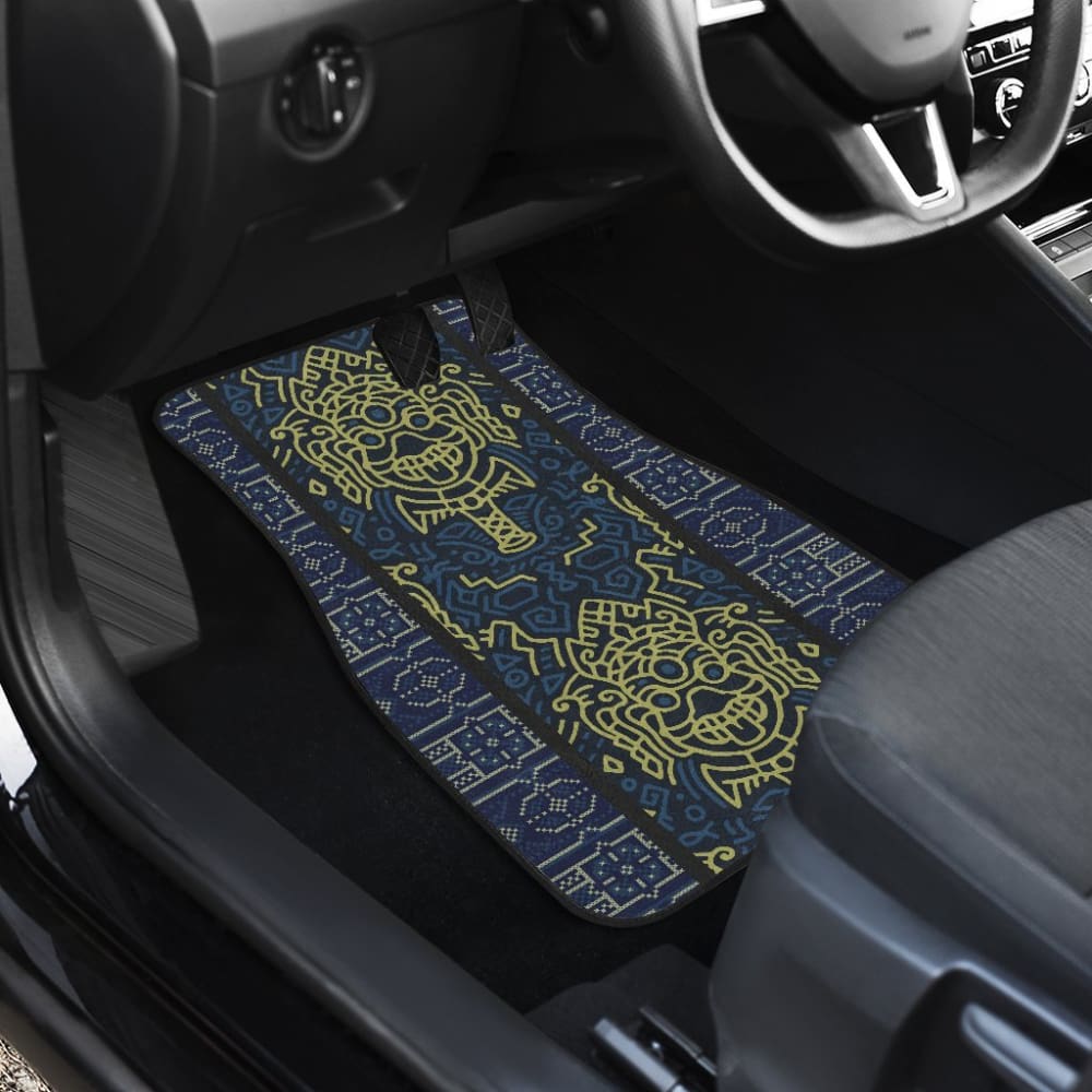 Boho Aztec Elephant Mustard Yellow Blue Car Mat Set 174510 - YourCarButBetter