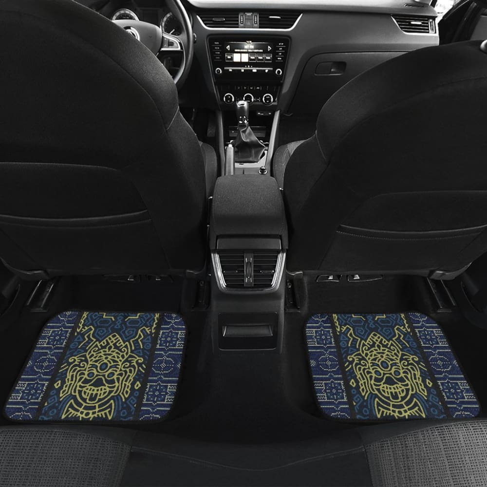 Boho Aztec Elephant Mustard Yellow Blue Car Mat Set 174510 - YourCarButBetter