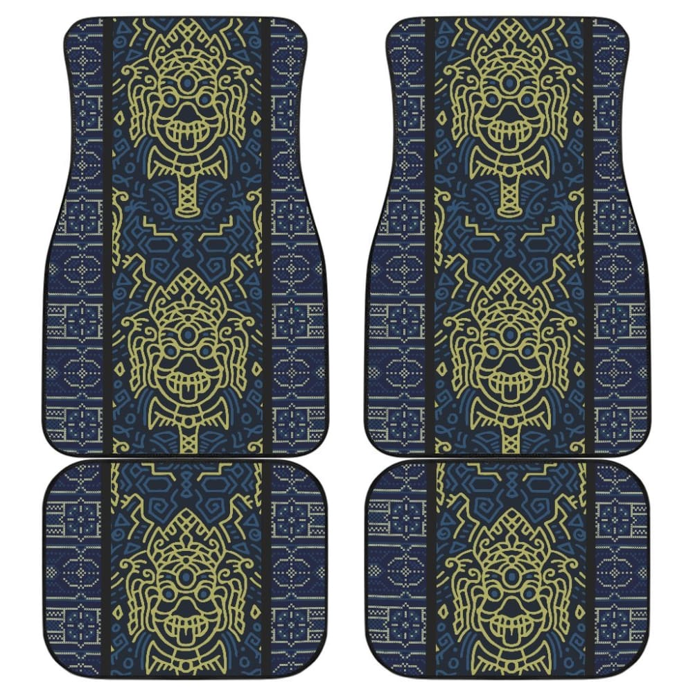 Boho Aztec Elephant Mustard Yellow Blue Car Mat Set 174510 - YourCarButBetter