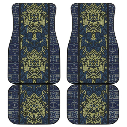 Boho Aztec Elephant Mustard Yellow Blue Car Mat Set 174510 - YourCarButBetter