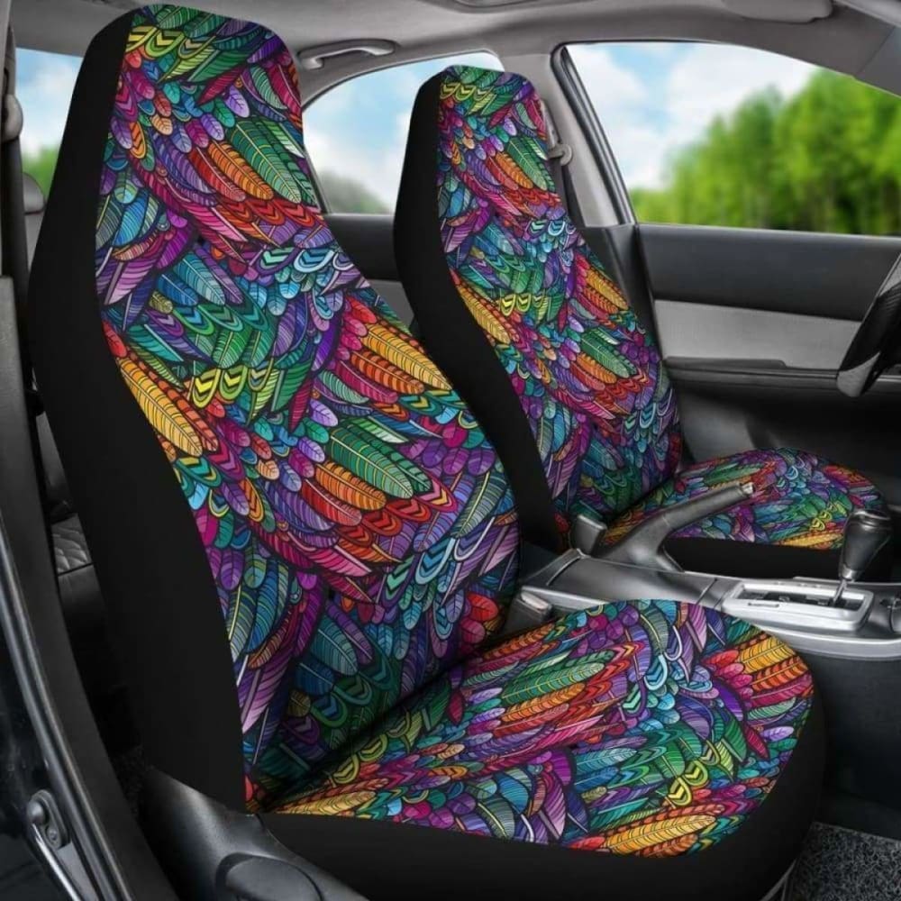 Boho Feathers Pattern Car Seat Covers 105905 - YourCarButBetter