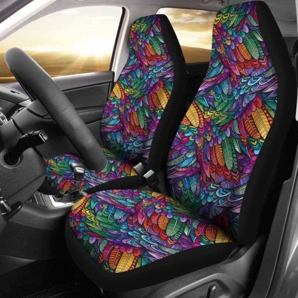 Boho Feathers Pattern Car Seat Covers 105905 - YourCarButBetter