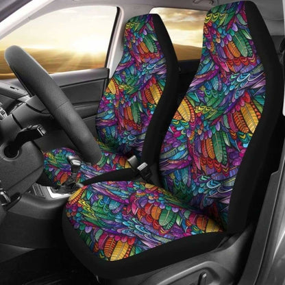Boho Feathers Pattern Car Seat Covers 105905 - YourCarButBetter