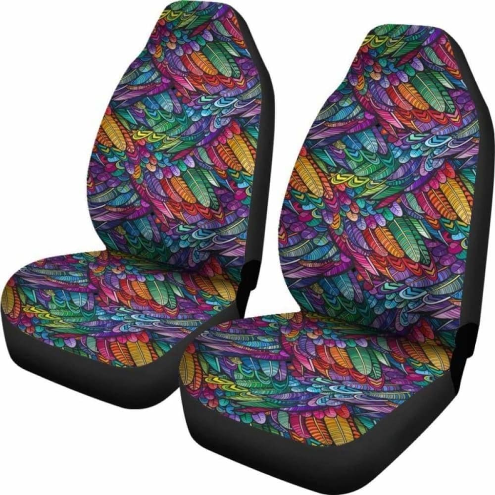 Boho Feathers Pattern Car Seat Covers 105905 - YourCarButBetter