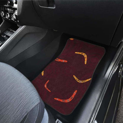 Boomerang Australian Aboriginal Ornament Circle Black Background Front And Back Car Mats 174914 - YourCarButBetter