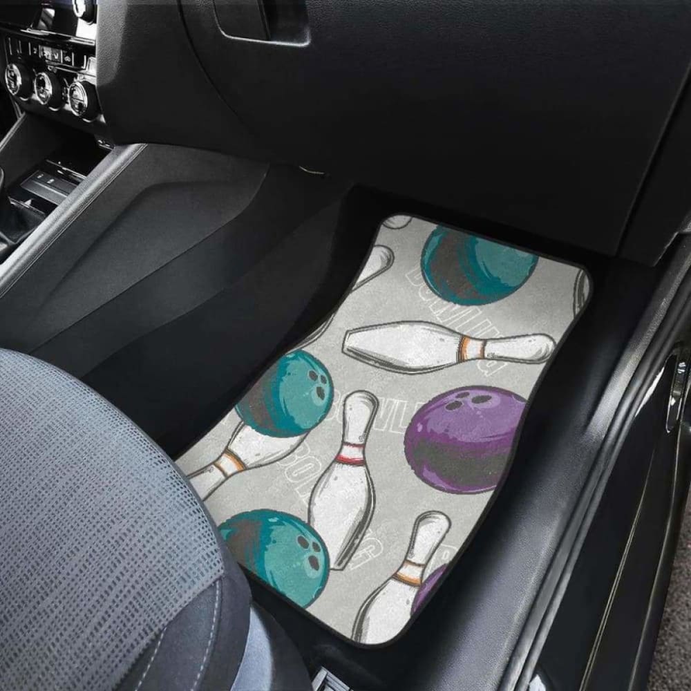 Bowling Ball And Pin Gray Background Front And Back Car Mats 160830 - YourCarButBetter