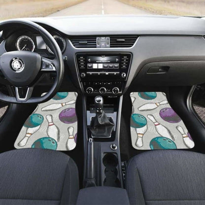 Bowling Ball And Pin Gray Background Front And Back Car Mats 160830 - YourCarButBetter