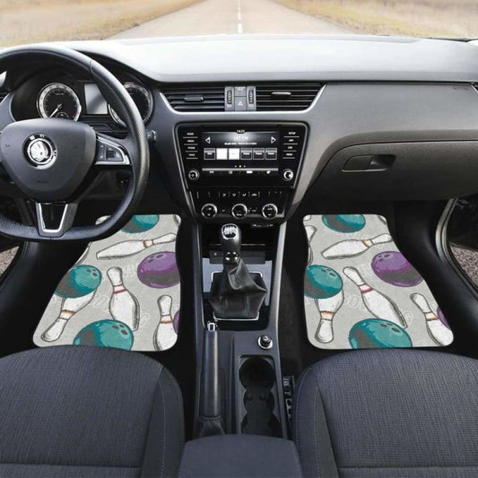 Bowling Ball And Pin Gray Background Front And Back Car Mats 160830 - YourCarButBetter