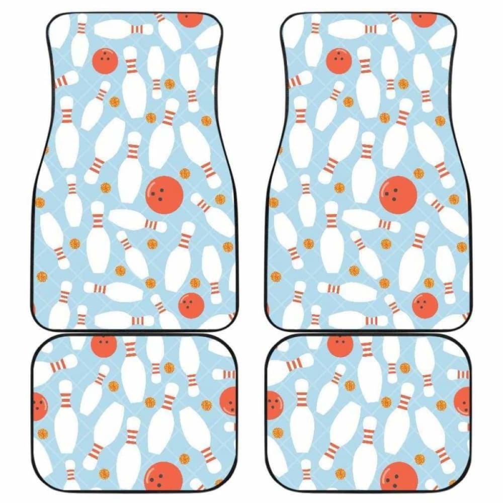 Bowling Ball Bowling Pins Blue Blackground Front And Back Car Mats 160830 - YourCarButBetter