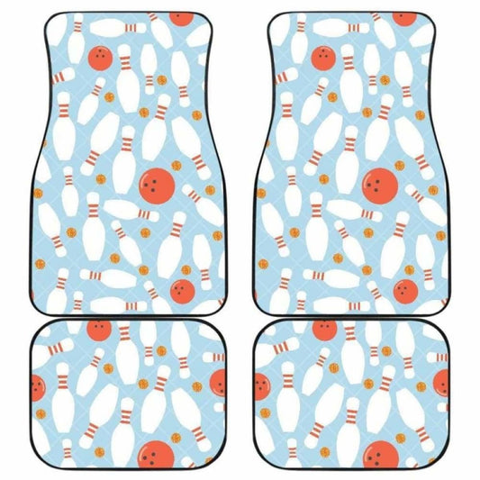 Bowling Ball Bowling Pins Blue Blackground Front And Back Car Mats 160830 - YourCarButBetter
