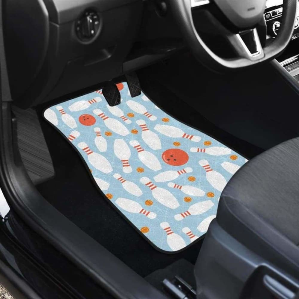 Bowling Ball Bowling Pins Blue Blackground Front And Back Car Mats 160830 - YourCarButBetter