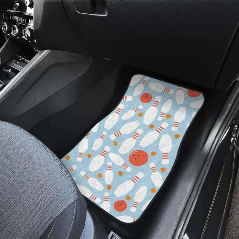Bowling Ball Bowling Pins Blue Blackground Front And Back Car Mats 160830 - YourCarButBetter