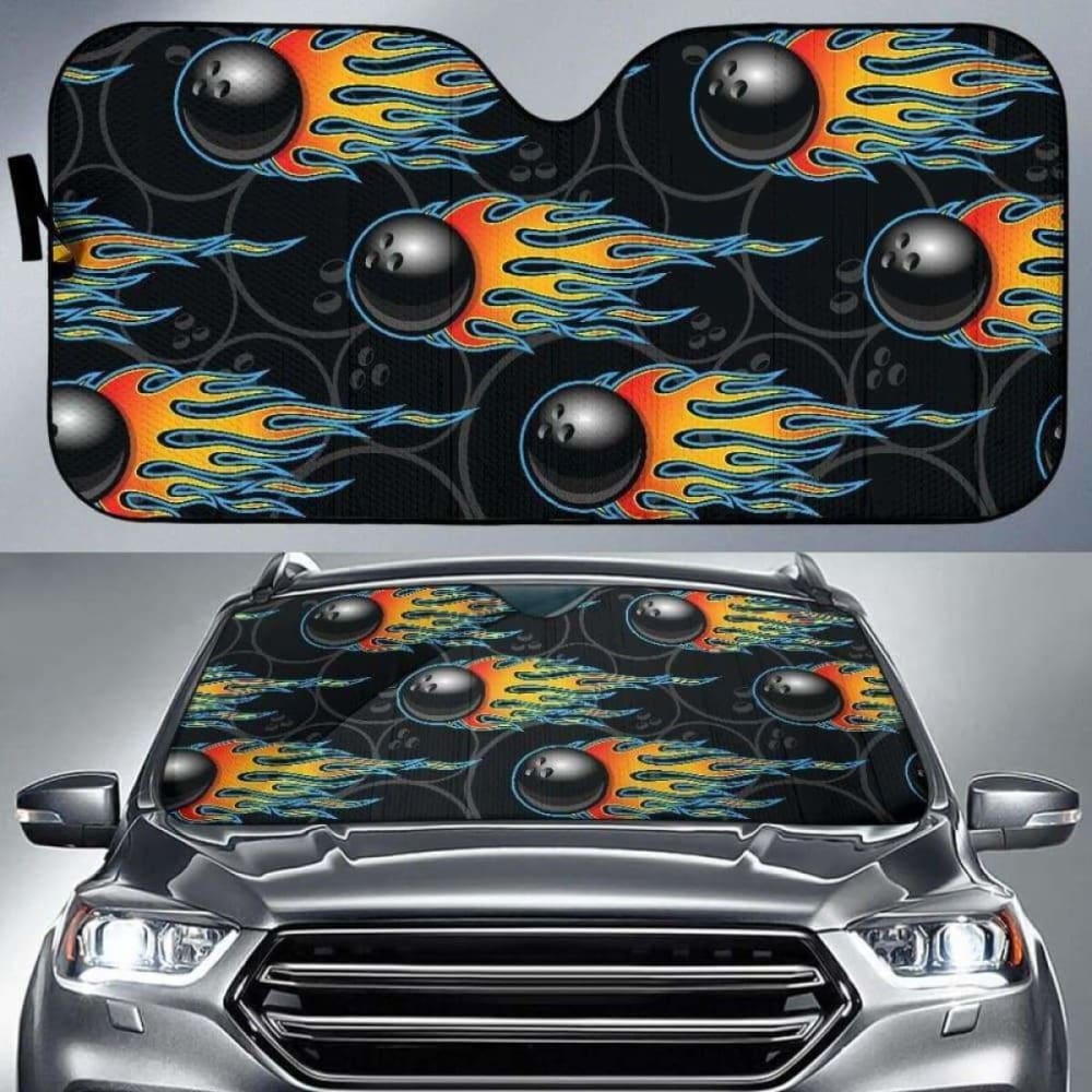Bowling Balls Flame Pattern Car Auto Sun Shades 085424 - YourCarButBetter