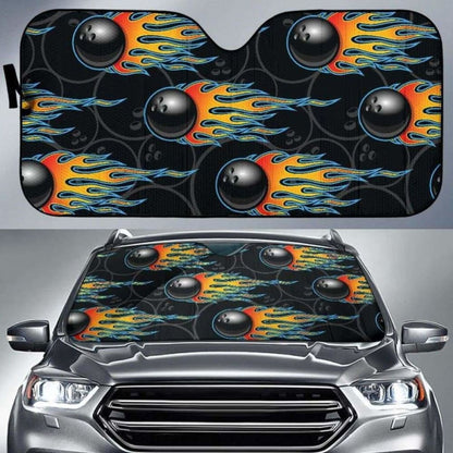 Bowling Balls Flame Pattern Car Auto Sun Shades 085424 - YourCarButBetter