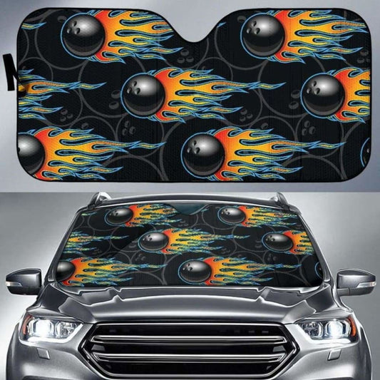 Bowling Balls Flame Pattern Car Auto Sun Shades 085424 - YourCarButBetter