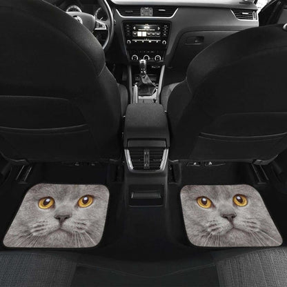 British Shorthair Cat Car Floor Mats Funny Cat Face 112428 - YourCarButBetter