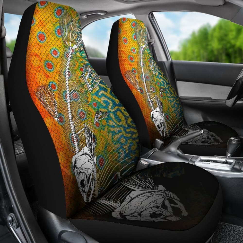 Brook Trout Bones And Skin Pattern Fishing Car Seat Covers 182417 - YourCarButBetter
