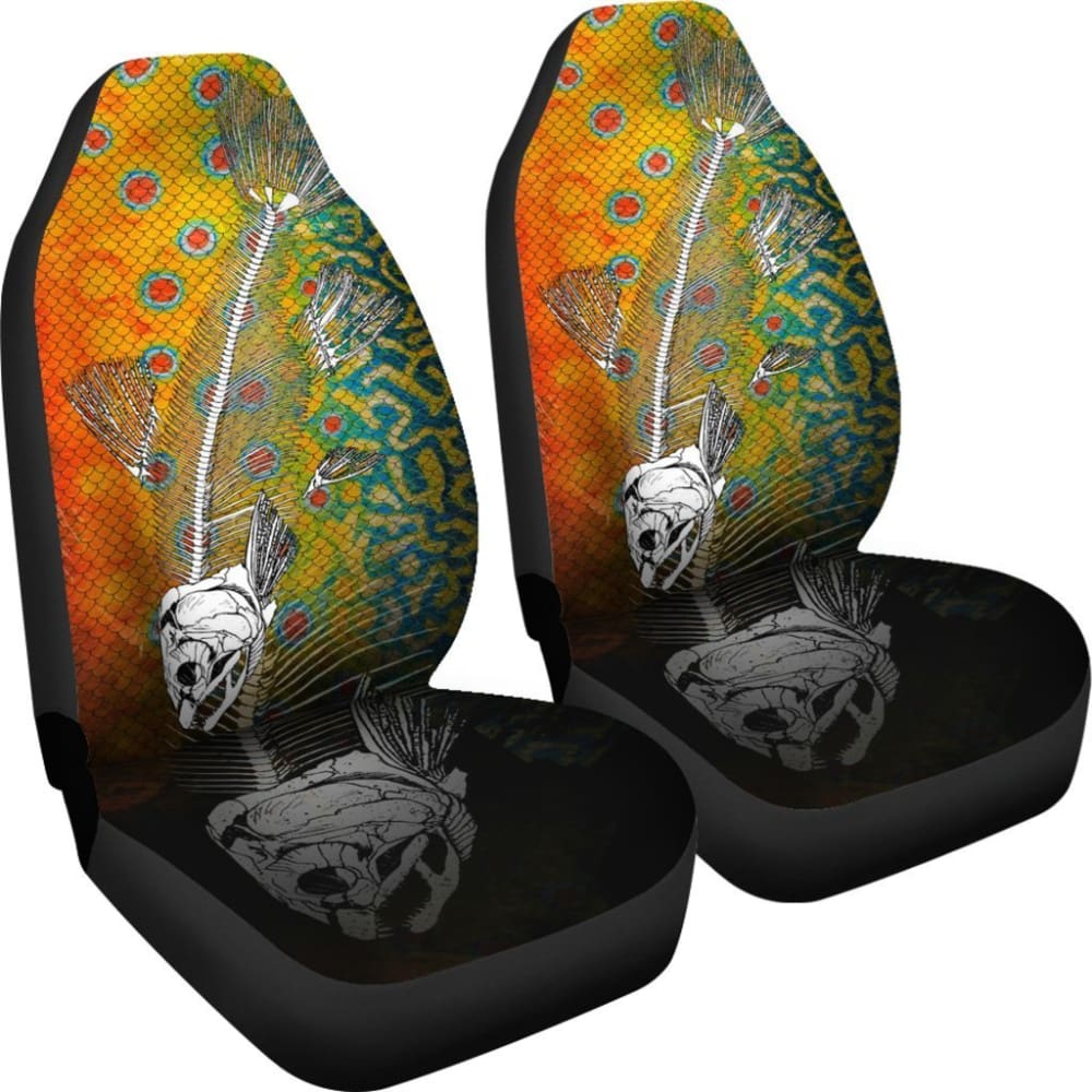 Brook Trout Bones And Skin Pattern Fishing Car Seat Covers 182417 - YourCarButBetter