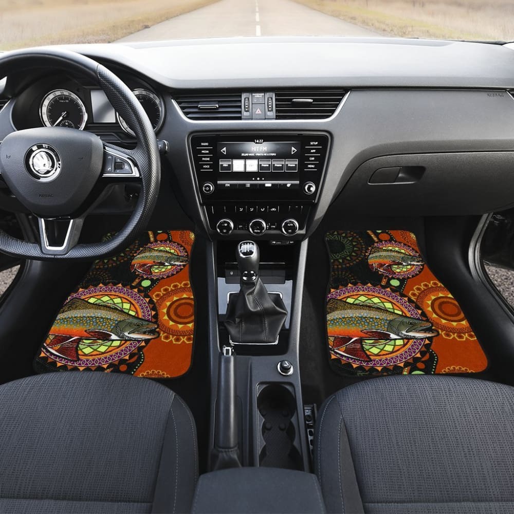 Brook Trout Ethnic Pattern Fishing Car Floor Mats 182417 - YourCarButBetter
