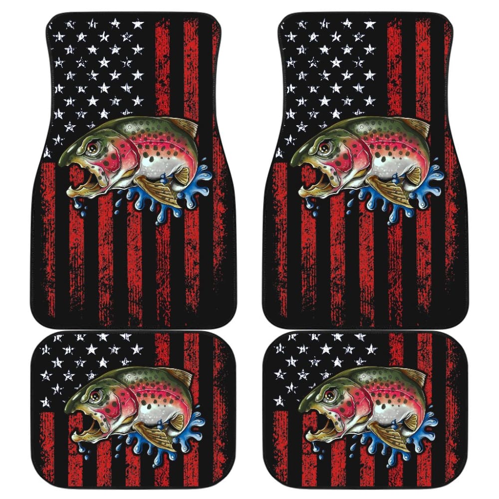 Brook Trout Fishing American Flag Car Floor Mats 211804 - YourCarButBetter