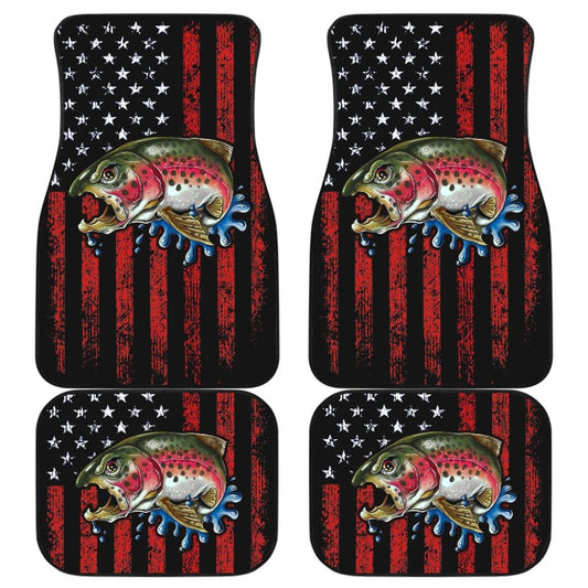 Brook Trout Fishing American Flag Car Floor Mats 211804 - YourCarButBetter