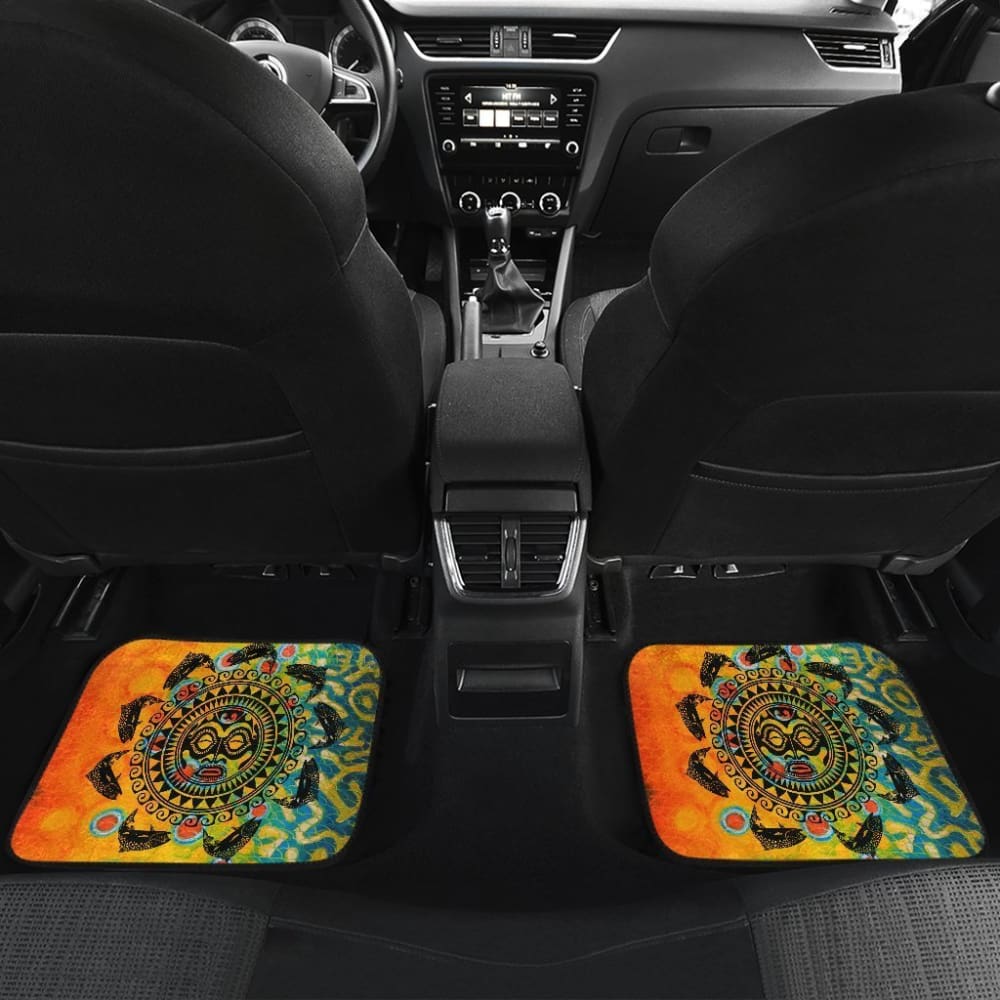 Brook Trout Hawaii Tiki Face Pattern Fishing Car Floor Mats 182417 - YourCarButBetter