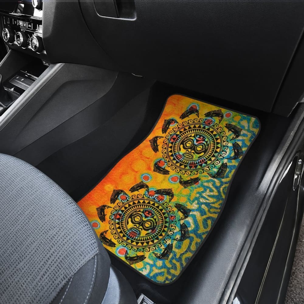 Brook Trout Hawaii Tiki Face Pattern Fishing Car Floor Mats 182417 - YourCarButBetter