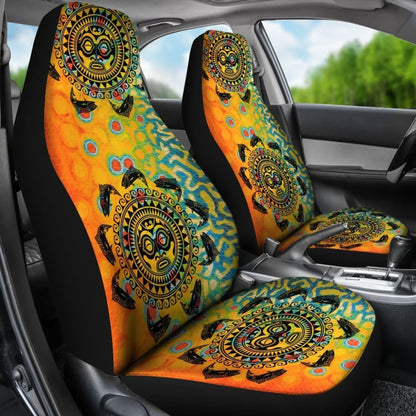 Brook Trout Hawaii Tiki Face Pattern Fishing Car Seat Covers 182417 - YourCarButBetter