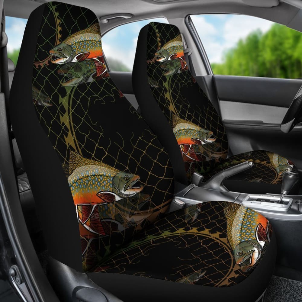 Brook Trout In The Net Fishing Car Seat Covers 182417 - YourCarButBetter