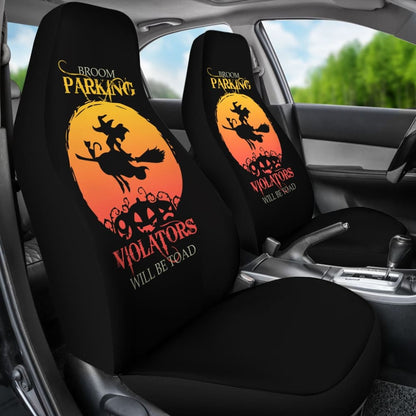 Broom Parking Violators Will be Toad Halloween Parking Car Seat Covers 211110 - YourCarButBetter