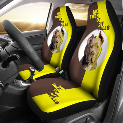 Brown And Yellow Mother of Pitbulls Car Seat Covers 210501 - YourCarButBetter