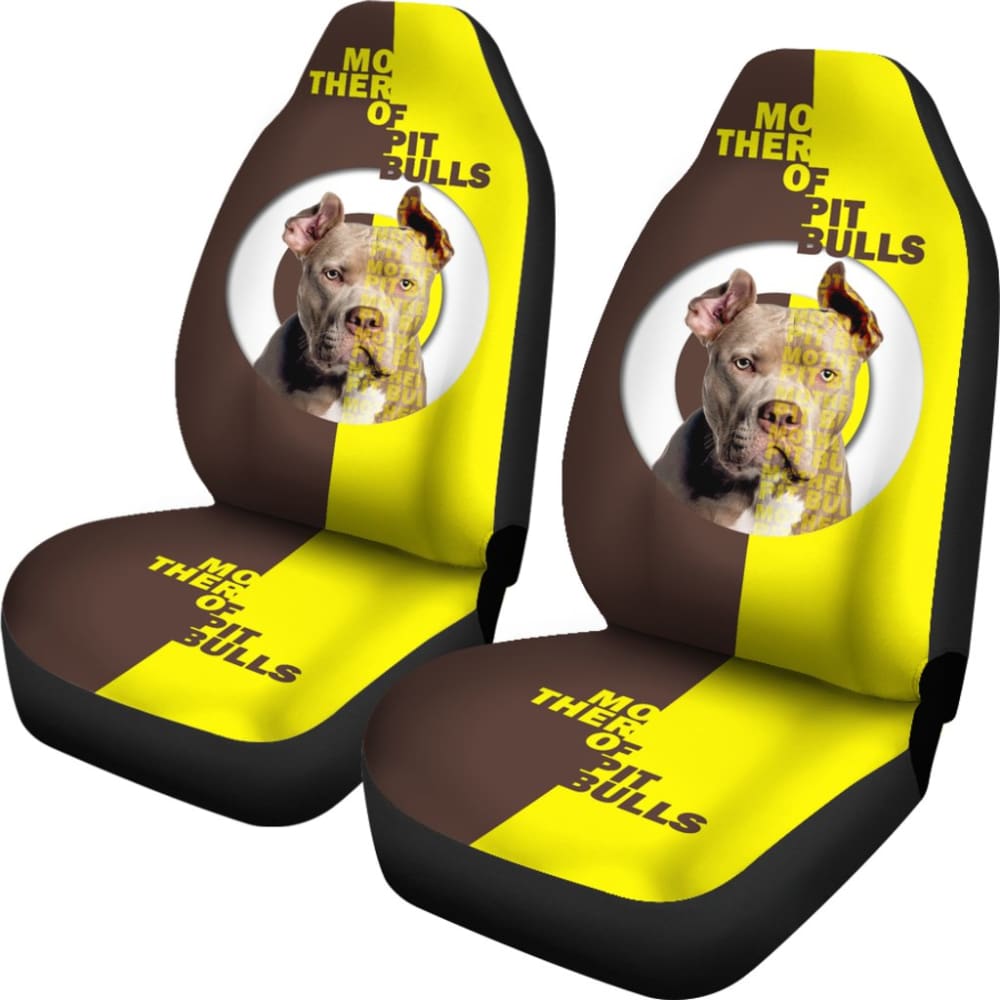 Brown And Yellow Mother of Pitbulls Car Seat Covers 210501 - YourCarButBetter