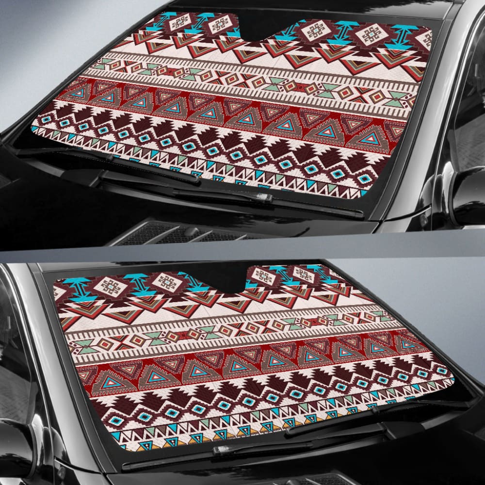 Brown Boho Aztec Car Auto Sun Shades 210801 - YourCarButBetter
