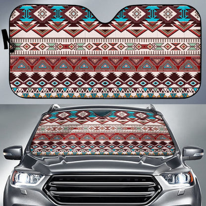 Brown Boho Aztec Car Auto Sun Shades 210801 - YourCarButBetter