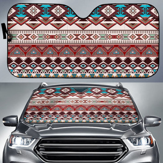Brown Boho Aztec Car Auto Sun Shades 210801 - YourCarButBetter
