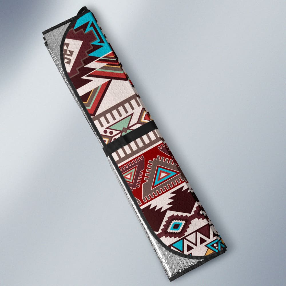 Brown Boho Aztec Car Auto Sun Shades 210801 - YourCarButBetter