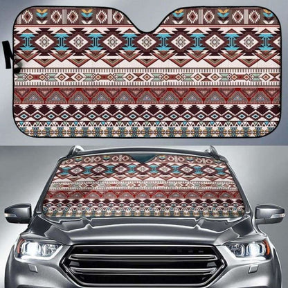Brown Boho Chic Bohemian Aztec Car Sun Shades 104020 - YourCarButBetter