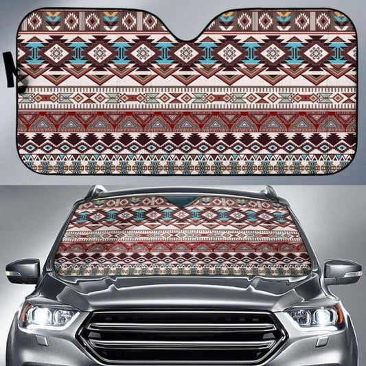 Brown Boho Chic Bohemian Aztec Car Sun Shades 104020 - YourCarButBetter