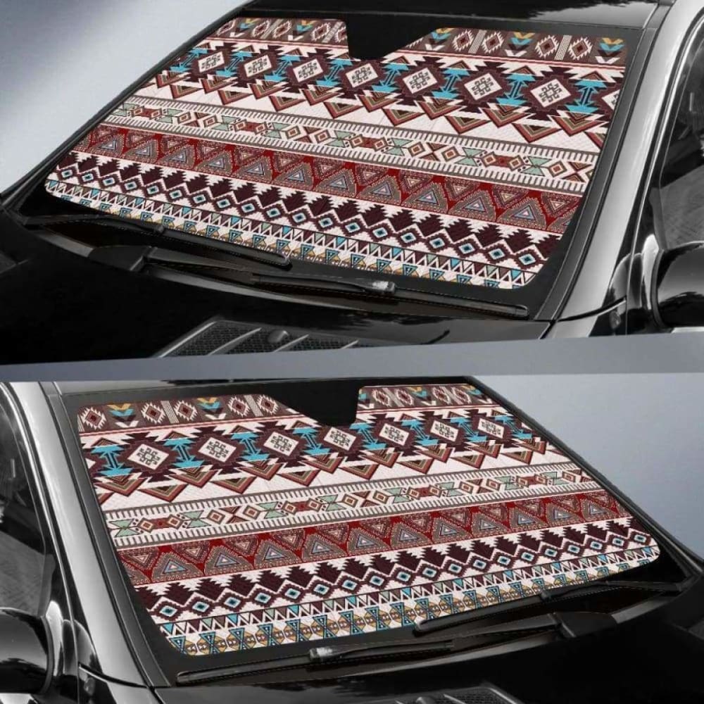 Brown Boho Chic Bohemian Aztec Car Sun Shades 104020 - YourCarButBetter