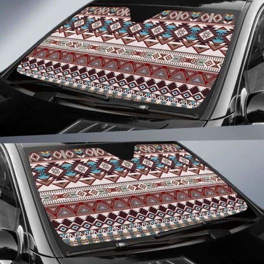 Brown Boho Chic Bohemian Aztec Car Sun Shades 104020 - YourCarButBetter